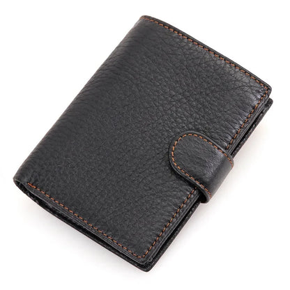 Retro Coin Wallet Genuine Leather Men S Three-Fold Card Bag Short Cowhide Mens Rfid Protection