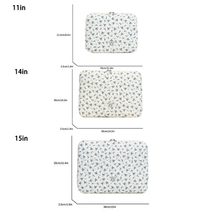 Chic Flower Print Quilted Laptop Bag 11 Inch 14 Inch 15 Inch Zipper Scratch-Resistant Shockproof