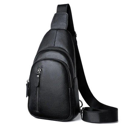 Genuine Leather Men S Chest Bag Top Layer Cowhide Crossbody Large-Capacity Business Single-Shoulder