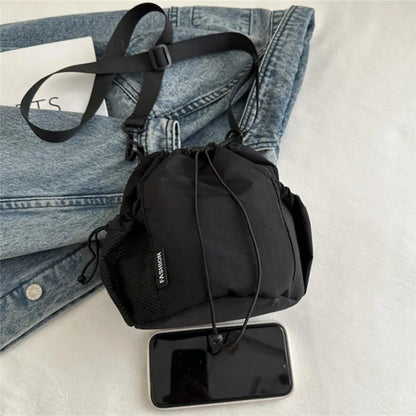 Drawstring Shoulder Crossbody Bag Lightweight Nylon
