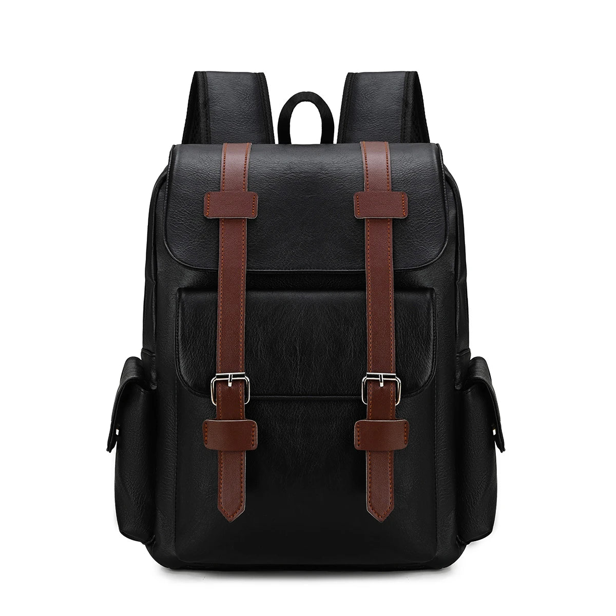 Retro Crazy Horse Leather Flip Cover Student School Bags Large Capacity Business Computer Backpack