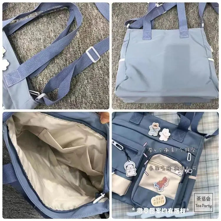 Kawaii Canvas Crossbody Bag – Japanese Style Shoulder Bag for Women & Students