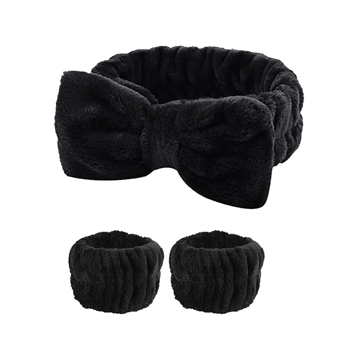 Coral Fleece Spa Headband & Wristband Skincare Set