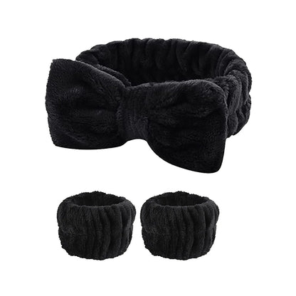 Coral Fleece Spa Headband & Wristband Skincare Set