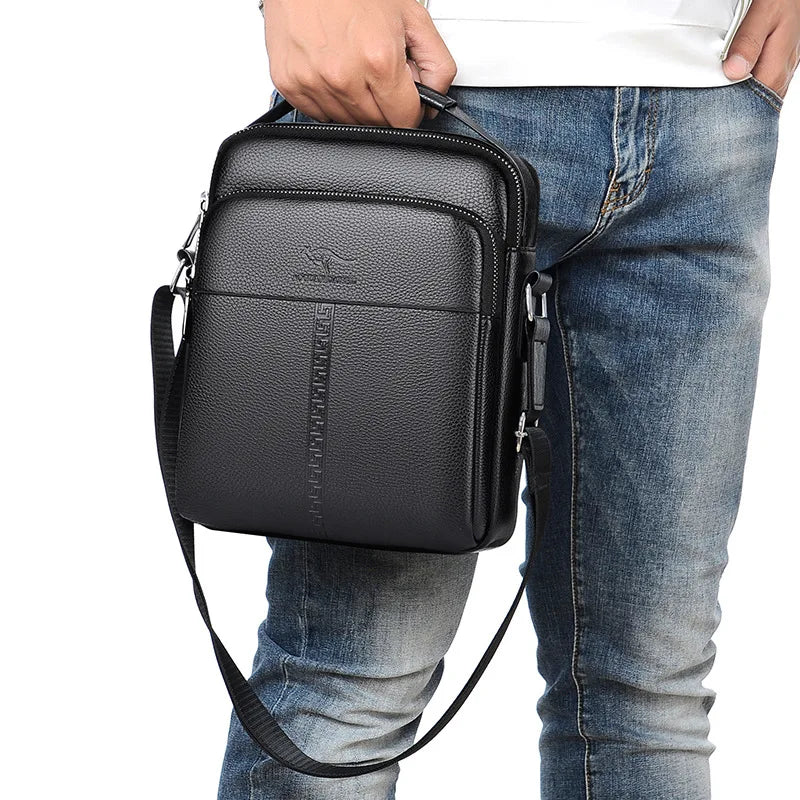 Men S Genuine Leather Single-Shoulder Layer Cowhide Crossbody Bag