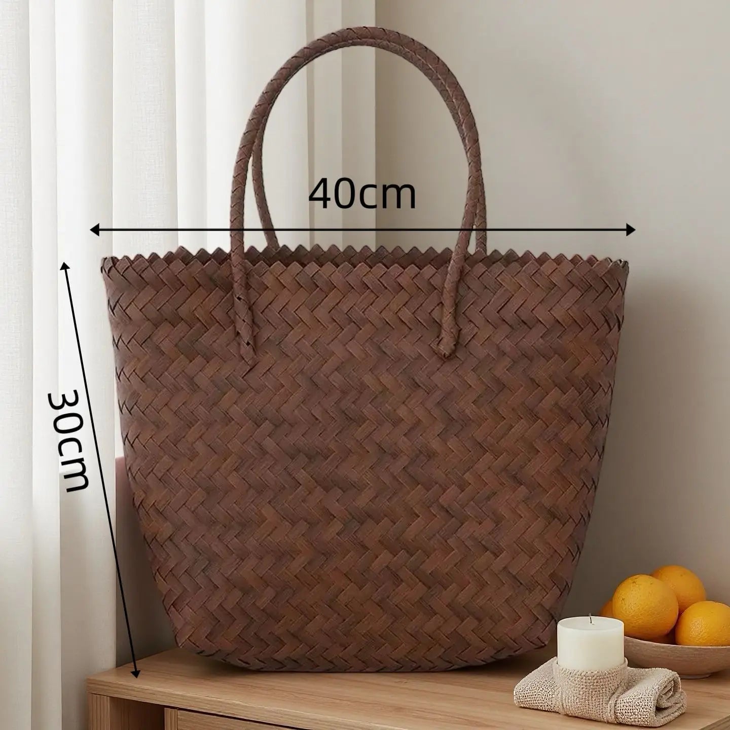 Handwoven Straw Tote Bags Multi Size Natural Woven Basket Bag Handbag Bamboo Handles Women Bohemian
