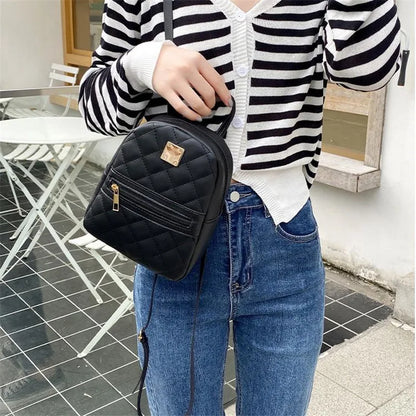 Mini PU Leather Quilted Backpack Women's Crossbody Bag