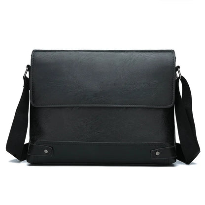 Men S Solid Color Retro Leather Shoulder Bag Casual Business Crossbody Bags Horizontal A4 Paper