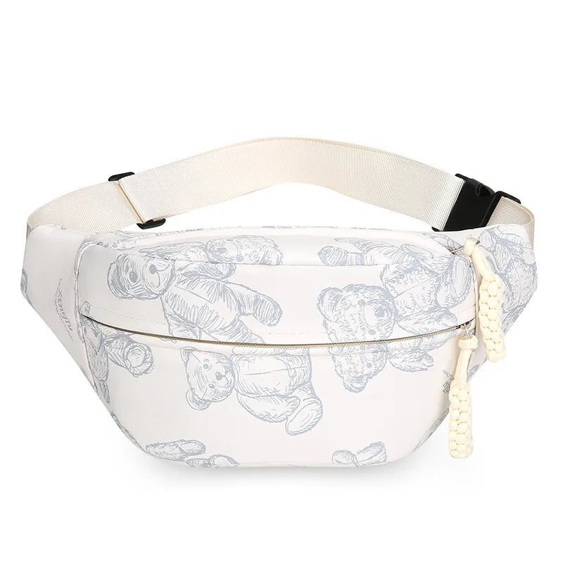 Cute Little Bear Crossbody Bag Women Casual Oxford Fabric Large-Capacity Single-Shoulder Waist Bag