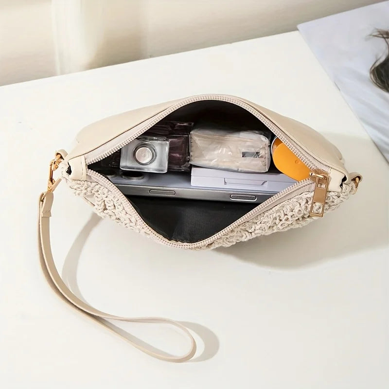 Crochet Crossbody Bag – Mini Hollow Weave Wrist & Shoulder Purse