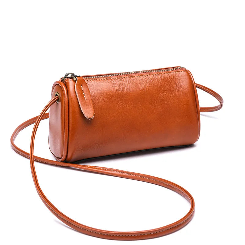 Top-Grain Cowhide Women S Mobile Phone Storage Single-Shoulder Crossbody Bag Pillow