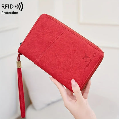 RFID Blocking Passport Holder Wallet with Wrist Strap