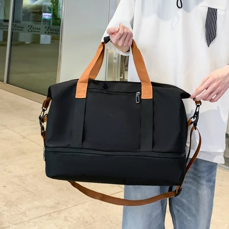 Large Capacity Travel Duffel Bag Shoe Compartment Crossbody Waterproof Weekend Overnight Bag Gym