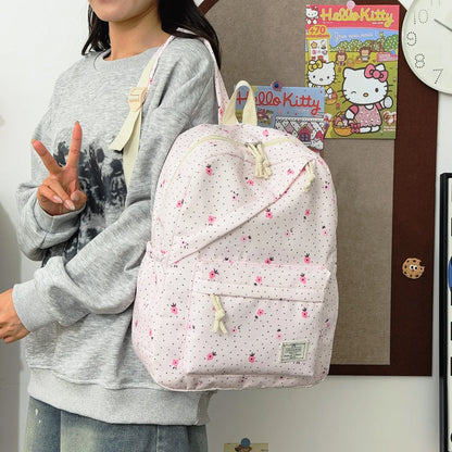 Gentle Sweet Wavelet Dot Strawberry Printed Three Piece Backpack Lightweight Multifunctional Cute