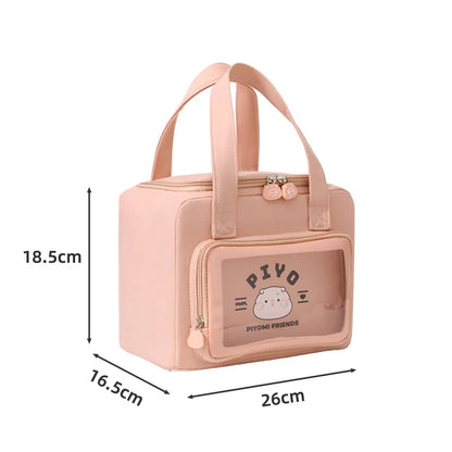 Cartoon Bento Bag Hand-Held Japanese-Style Cute Girl Insulated Bag Lunch Box Bag Students At Work