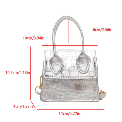 Fashionable Stone Patterned Shiny Mini Square Bag Candy Colored Shoulder Crossbody Suitable