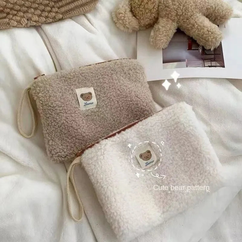 Large Capacity Cute Plush Travel Cosmetic Lipstick Storage Bag Women Makeup Kits Handbags Organizer