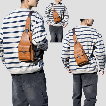 Men S Women Crossbody Large-Capacity Waterproof Buckle Zipper Simple Single-Shoulder Backpack