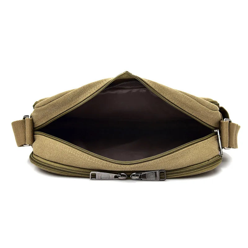 Durable Canvas Men S Multi-Functional Single-Shoulder Bag Casual Large-Capacity Crossbody Bag