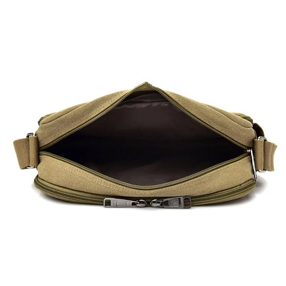 Durable Canvas Men S Multi-Functional Single-Shoulder Bag Casual Large-Capacity Crossbody Bag