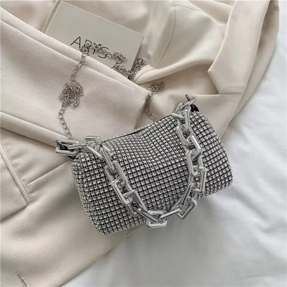 Rhinestone Tote Bag Stylish Sparkling Chain Ball Shoulder Bags