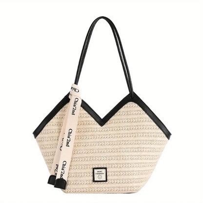 Straw Woven Beach Tote Bag – Women's Lightweight Shoulder Handbag