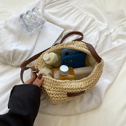 Rattan Straw Crossbody Bag – Women's Woven Beach Shoulder Bag