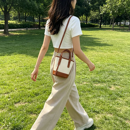 Canvas Leather Crossbody Bag – Vintage Handbag for Women