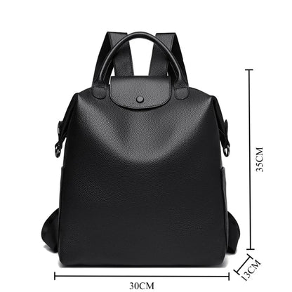 Genuine Cowhide Leather Women's Backpack – Large Capacity