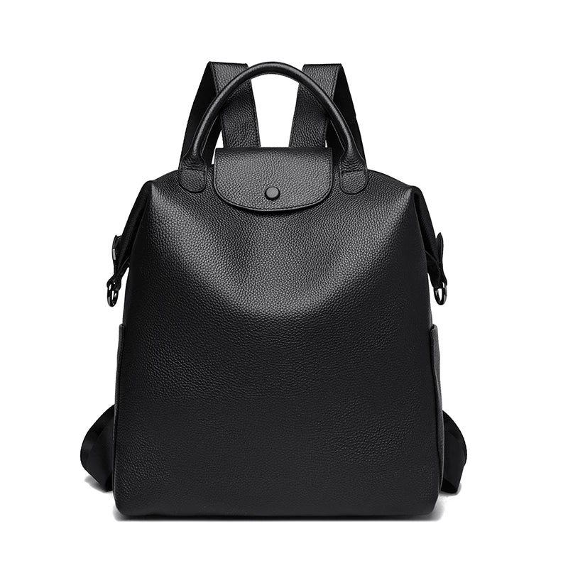 Genuine Cowhide Leather Women's Backpack – Large Capacity