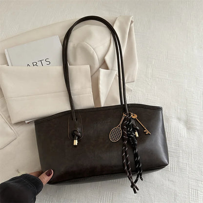 Vintage Leather Shoulder Bag – Large Capacity Women's Handbag