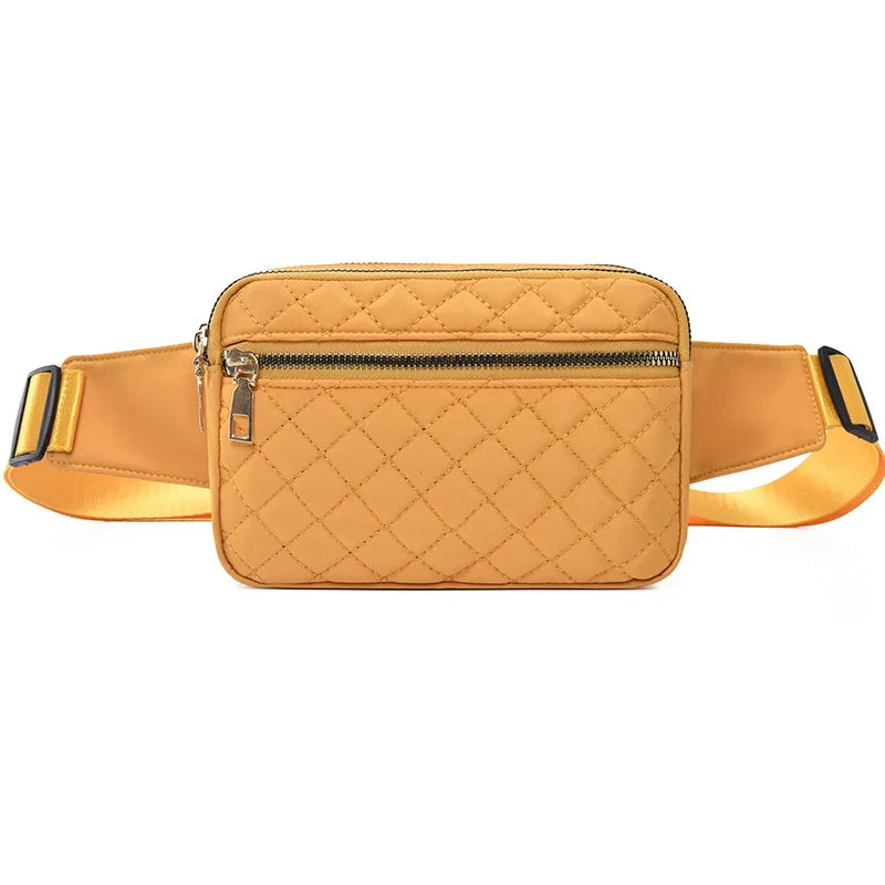 Waist Bag Women Embroidery Line Rhomb Shoulder Cross-Body Leisure All Match Breast Large Capacity