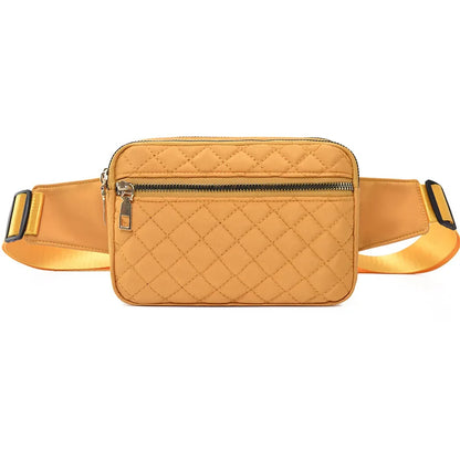 Waist Bag Women Embroidery Line Rhomb Shoulder Cross-Body Leisure All Match Breast Large Capacity