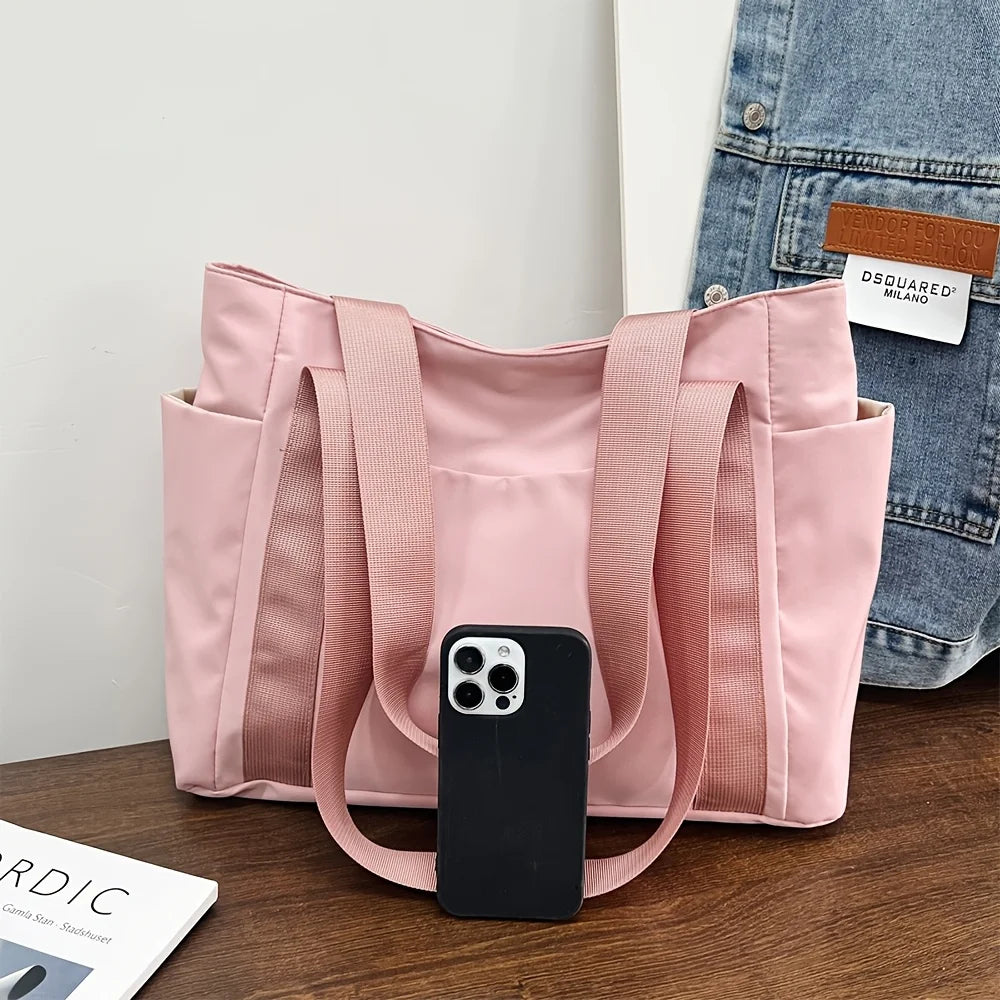 Chic Large Capacity Tote Bag Women Lightweight Durable Oxford Fabric Handbag Shoulder Bag