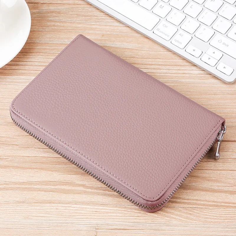 Genuine Leather Rfid Anti-Magnetic Card Case Cowhide Account Book Passbook Case Id Card Holder