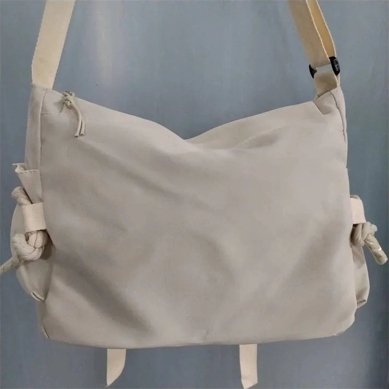 Large Nylon Crossbody Messenger Bag with Cute Pins – Harajuku Style