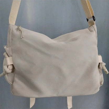 Large Nylon Crossbody Messenger Bag with Cute Pins – Harajuku Style
