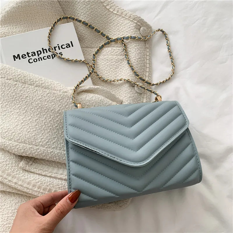 Quilted Chevron Chain Crossbody Bag – Women's Luxury Shoulder Purse
