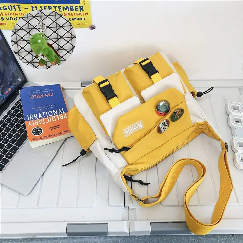 Waterproof Canvas Messenger Bag – Multi-Pocket Crossbody