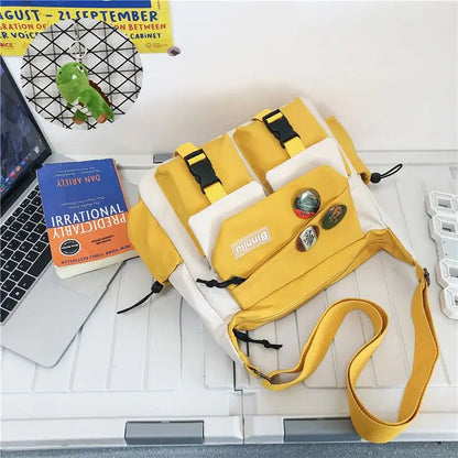 Waterproof Canvas Messenger Bag – Multi-Pocket Crossbody
