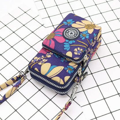 Nylon Shoulder Crossbody Phone Bag Women Sports Running Multi Layer Zipper Pouch Armband Bag