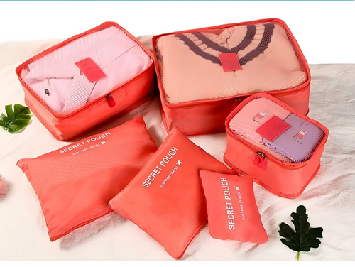 Homefish 6pcs Oxford Waterproof Fabric Packing Cubes Travel Storage Organizer Clothes Shoes