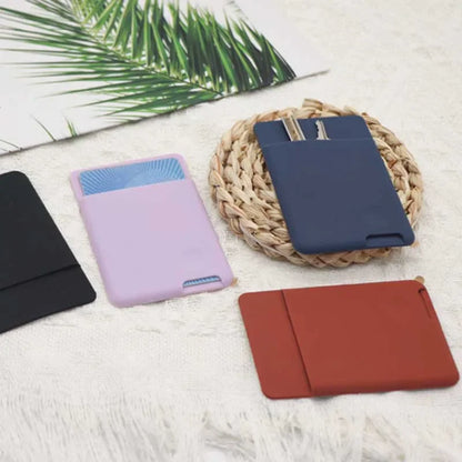 Phone Wallet Case Card Holder Self-Adhesive Silicone Pocket Stick Id Bank Credit Storage Bag
