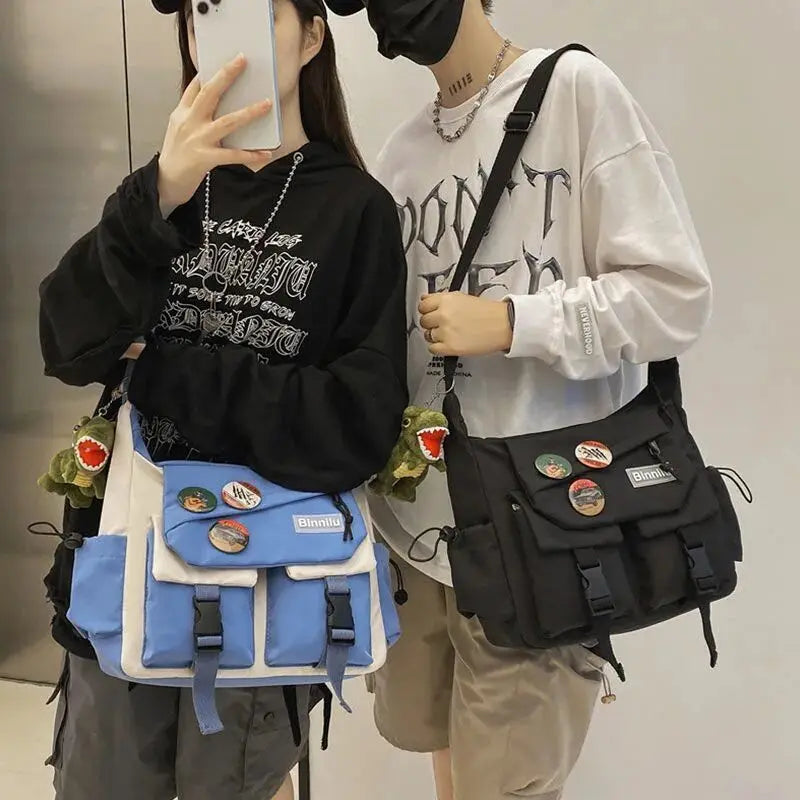 Waterproof Canvas Messenger Bag – Multi-Pocket Crossbody
