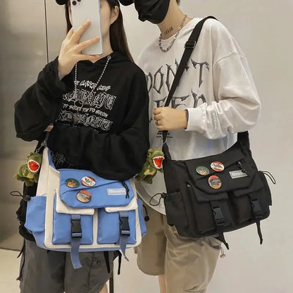 Waterproof Canvas Messenger Bag – Multi-Pocket Crossbody