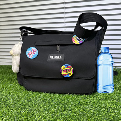 Waterproof Oxford Crossbody Messenger Bag with Badge