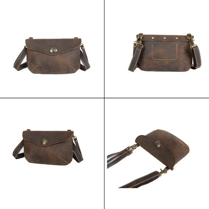 Handcrafted Retro Crazy Horse Leather Single-Shoulder Bag Genuine Leather Multi-Functional Men S