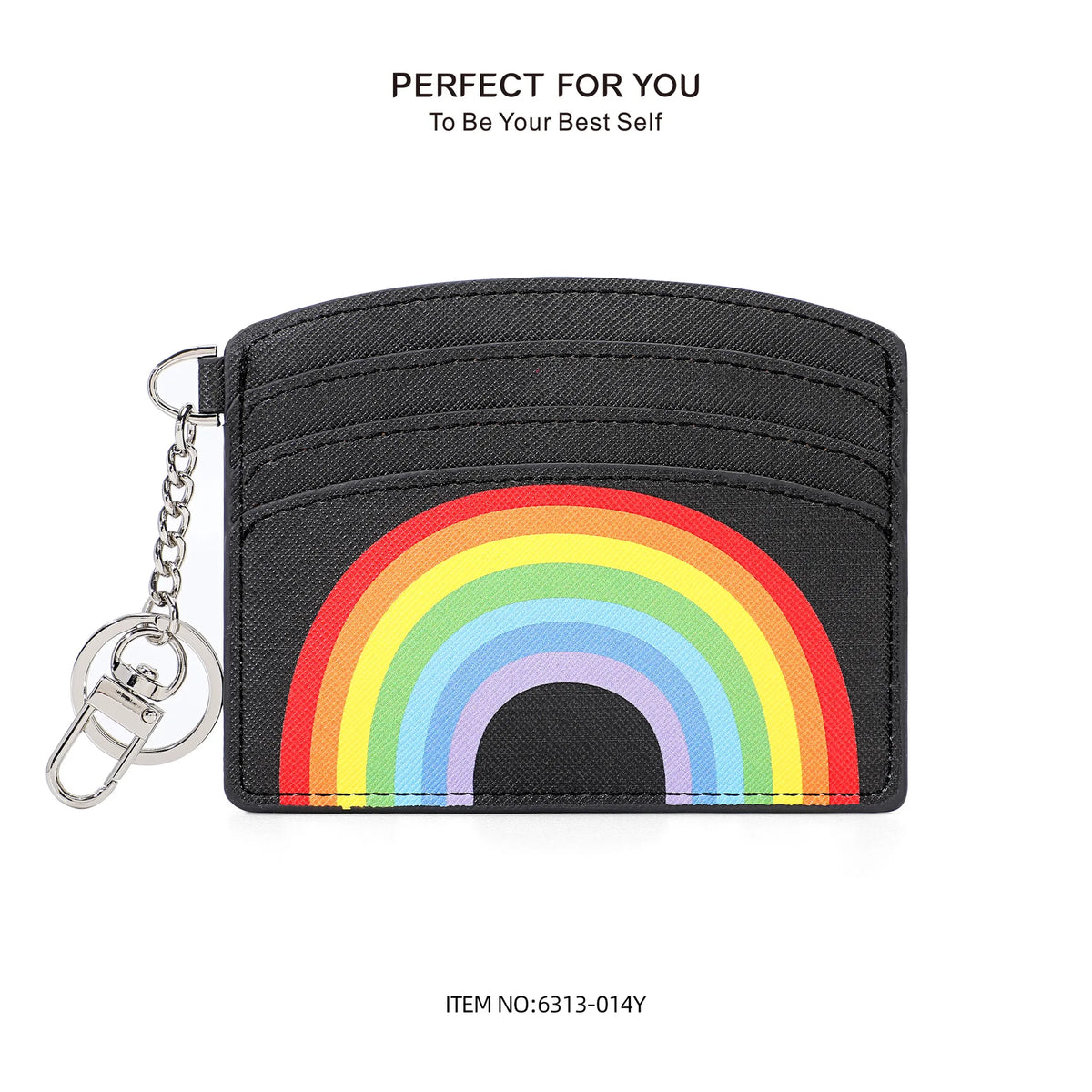 Keychain Waist-Hung Card Case Ladies Multi-Slot Large-Capacity Lightweight Slim Rainbow Card Holder