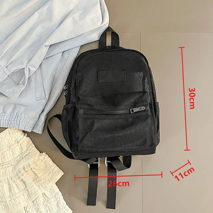 Lightweight Foldable Mesh Backpack Durable Wear Resistant Beach Knapsack Multi Pockets School Gym