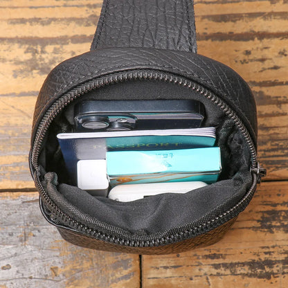 Retro Genuine Leather Men S Chest Bag Cowhide Crossbody Mini Phone Storage